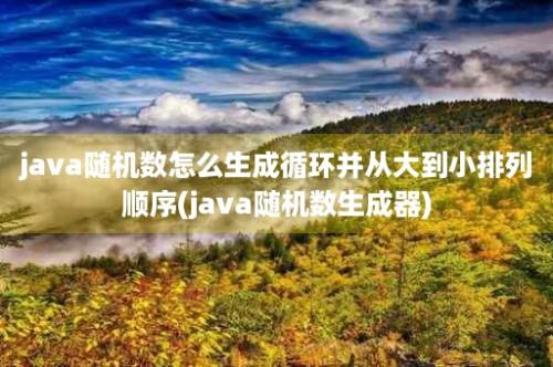 java随机数怎么生成循环并从大到小排列顺序(java随机数生成器)