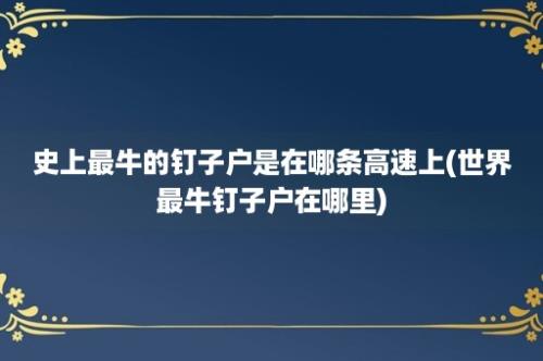 史上最牛的钉子户是在哪条高速上(世界最牛钉子户在哪里)