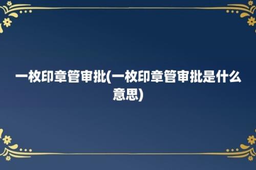 一枚印章管审批(一枚印章管审批是什么意思)