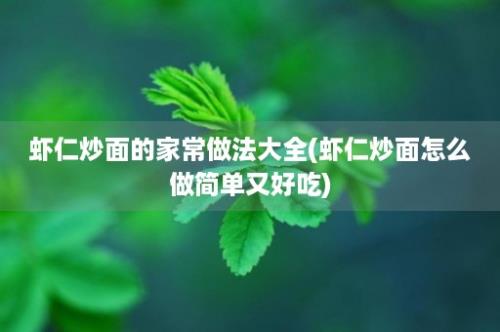 虾仁炒面的家常做法大全(虾仁炒面怎么做简单又好吃)