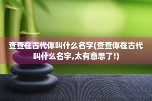 查查在古代你叫什么名字(查查你在古代叫什么名字,太有意思了!)