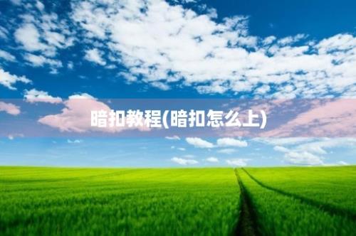 暗扣教程(暗扣怎么上)