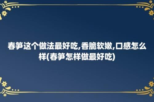 春笋这个做法最好吃,香脆软嫩,口感怎么样(春笋怎样做最好吃)