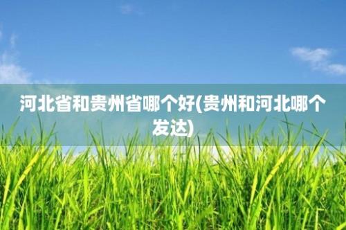 河北省和贵州省哪个好(贵州和河北哪个发达)