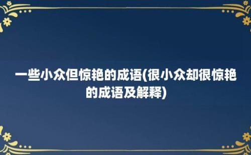 一些小众但惊艳的成语(很小众却很惊艳的成语及解释)