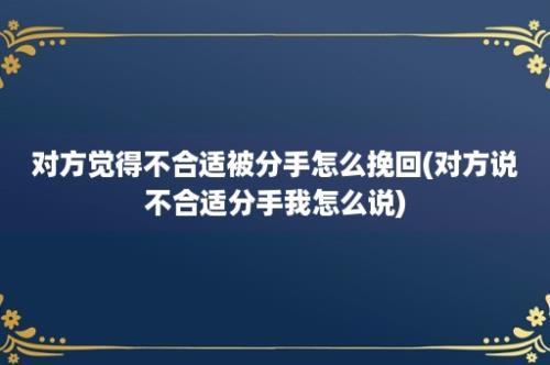 对方觉得不合适被分手怎么挽回(对方说不合适分手我怎么说)