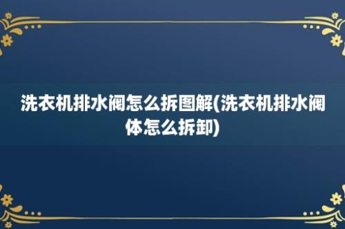 洗衣机排水阀怎么拆图解(洗衣机排水阀体怎么拆卸)