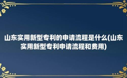 山东实用新型专利的申请流程是什么(山东实用新型专利申请流程和费用)