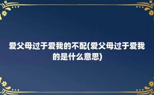 爱父母过于爱我的不配(爱父母过于爱我的是什么意思)