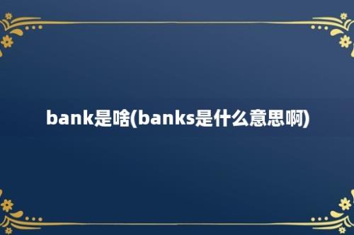 bank是啥(banks是什么意思啊)