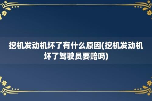 挖机发动机坏了有什么原因(挖机发动机坏了驾驶员要赔吗)