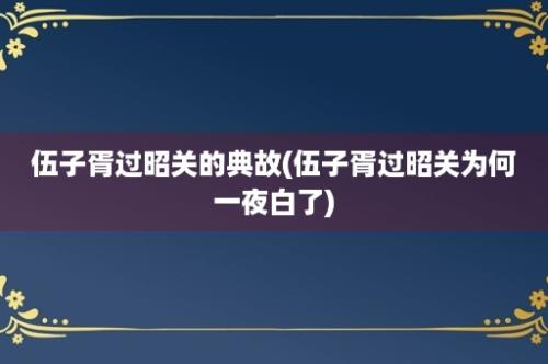 伍子胥过昭关的典故(伍子胥过昭关为何一夜白了)