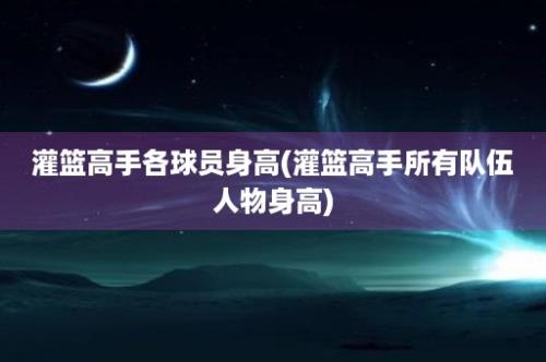 灌篮高手各球员身高(灌篮高手所有队伍人物身高)