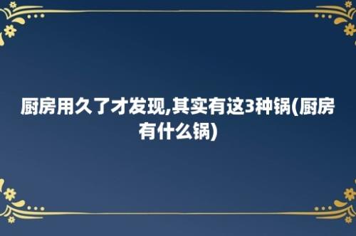 厨房用久了才发现,其实有这3种锅(厨房有什么锅)