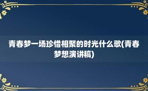 青春梦一场珍惜相聚的时光什么歌(青春梦想演讲稿)