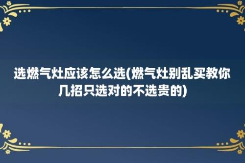 选燃气灶应该怎么选(燃气灶别乱买教你几招只选对的不选贵的)