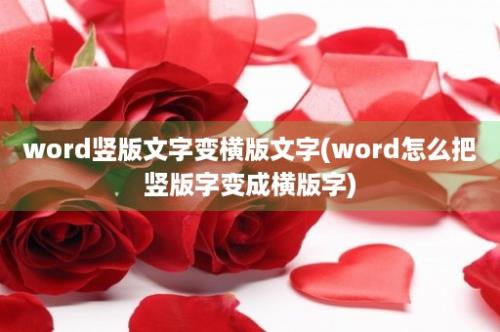 word竖版文字变横版文字(word怎么把竖版字变成横版字)