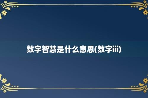 数字智慧是什么意思(数字iii)