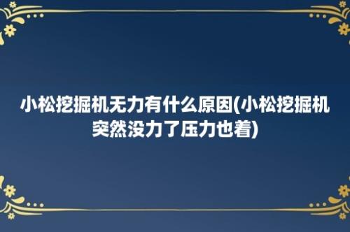 小松挖掘机无力有什么原因(小松挖掘机突然没力了压力也着)