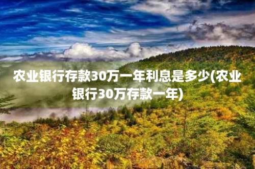 农业银行存款30万一年利息是多少(农业银行30万存款一年)