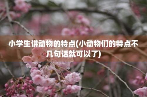 小学生讲动物的特点(小动物们的特点不几句话就可以了)