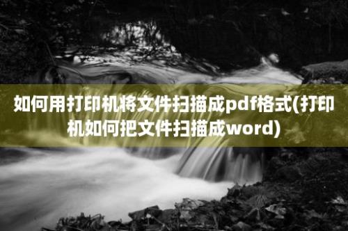 如何用打印机将文件扫描成pdf格式(打印机如何把文件扫描成word)