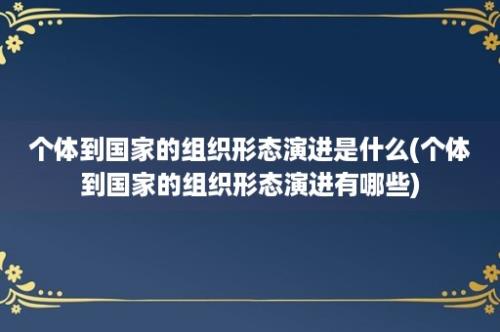 个体到国家的组织形态演进是什么(个体到国家的组织形态演进有哪些)