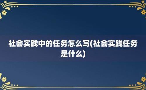 社会实践中的任务怎么写(社会实践任务是什么)