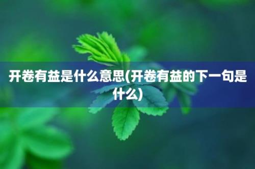 开卷有益是什么意思(开卷有益的下一句是什么)