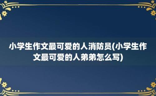 小学生作文最可爱的人消防员(小学生作文最可爱的人弟弟怎么写)
