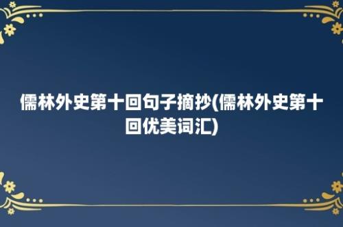 儒林外史第十回句子摘抄(儒林外史第十回优美词汇)