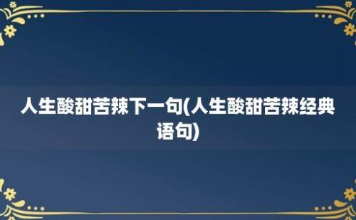 人生酸甜苦辣下一句(人生酸甜苦辣经典语句)