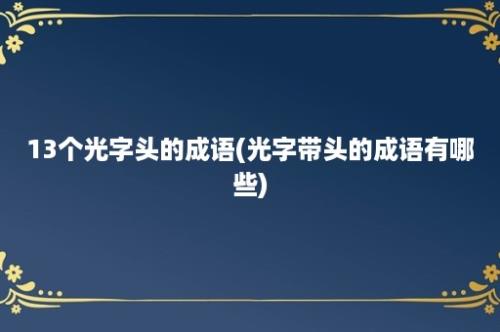 13个光字头的成语(光字带头的成语有哪些)