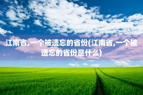 江南省,一个被遗忘的省份(江南省,一个被遗忘的省份是什么)