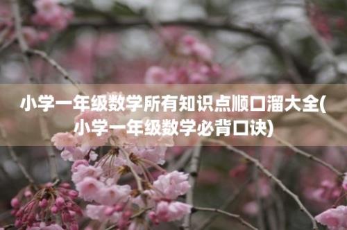 小学一年级数学所有知识点顺口溜大全(小学一年级数学必背口诀)