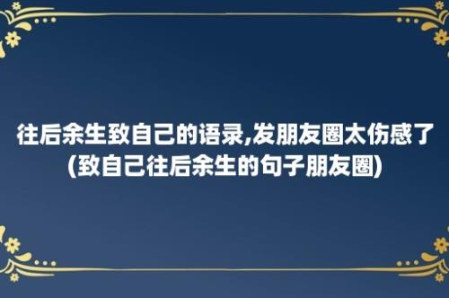 往后余生致自己的语录,发朋友圈太伤感了(致自己往后余生的句子朋友圈)