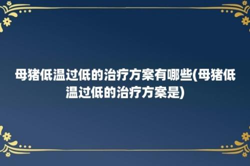 母猪低温过低的治疗方案有哪些(母猪低温过低的治疗方案是)