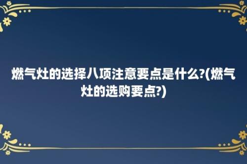 燃气灶的选择八项注意要点是什么?(燃气灶的选购要点?)