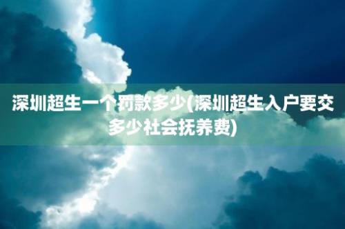 深圳超生一个罚款多少(深圳超生入户要交多少社会抚养费)