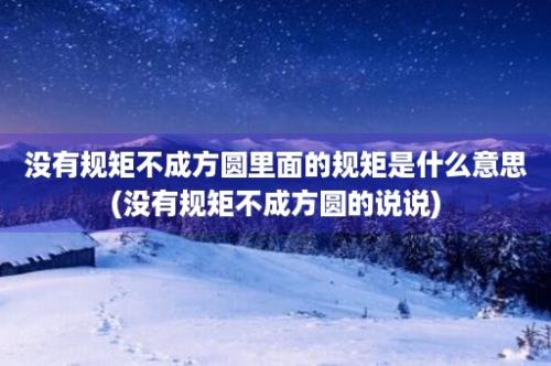 没有规矩不成方圆里面的规矩是什么意思(没有规矩不成方圆的说说)