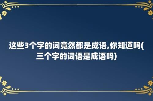 这些3个字的词竟然都是成语,你知道吗(三个字的词语是成语吗)