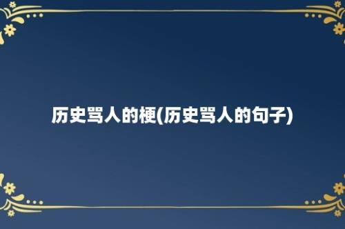 历史骂人的梗(历史骂人的句子)