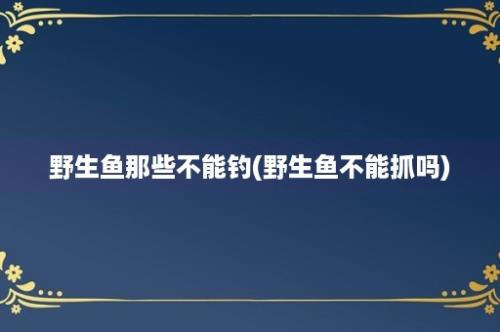 野生鱼那些不能钓(野生鱼不能抓吗)