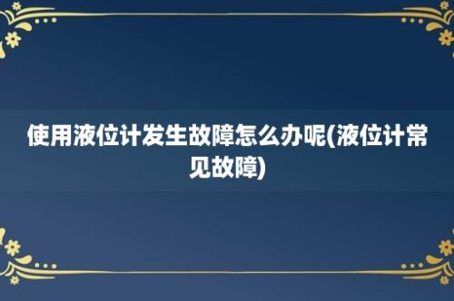 使用液位计发生故障怎么办呢(液位计常见故障)