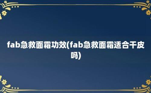 fab急救面霜功效(fab急救面霜适合干皮吗)