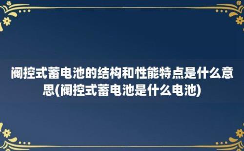 阀控式蓄电池的结构和性能特点是什么意思(阀控式蓄电池是什么电池)