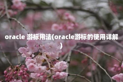 oracle 游标用法(oracle游标的使用详解)