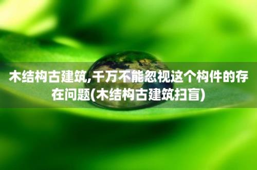 木结构古建筑,千万不能忽视这个构件的存在问题(木结构古建筑扫盲)