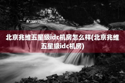 北京兆维五星级idc机房怎么样(北京兆维五星级idc机房)