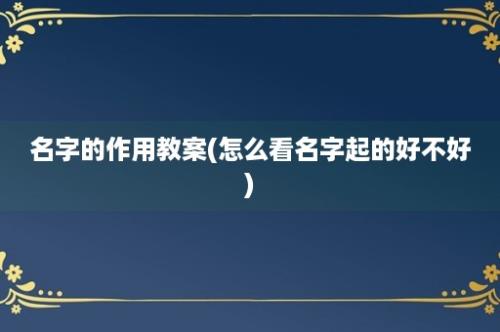 名字的作用教案(怎么看名字起的好不好)